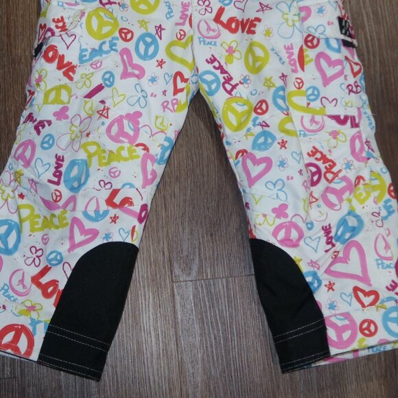 Girls Rugged Bear Graffiti Love Peace Winter Snow Pants Colorful Snowboard Ski 5 - Picture 4 of 4